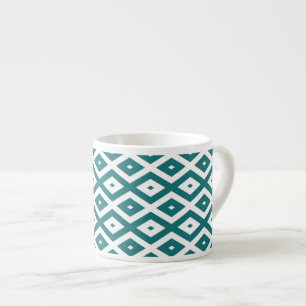 Xícara De Espresso Padrão de losango branco e teal