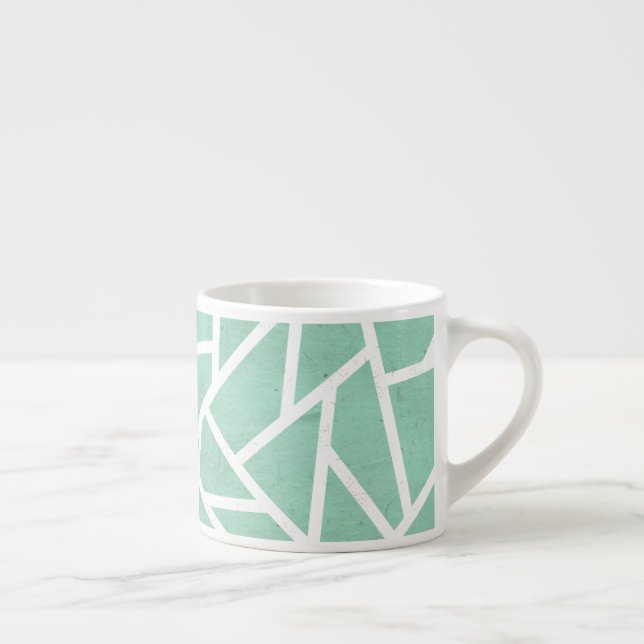 Xícara De Espresso Padrão de mosaico branco e verde da Casa da Moeda (Direita)