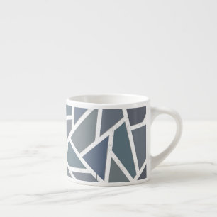 Xícara De Espresso Padrão de mosaico de cinza azul