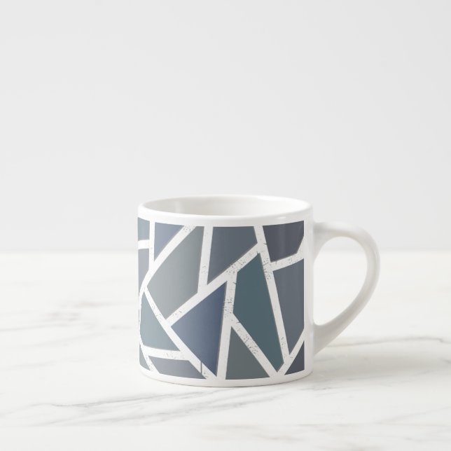 Xícara De Espresso Padrão de mosaico de cinza azul (Direita)