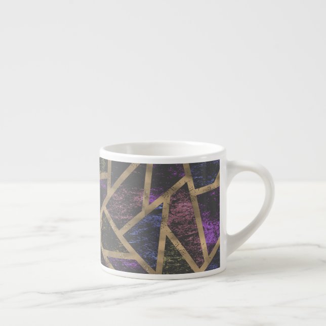 Xícara De Espresso Padrão de mosaico roxo e ouro (Direita)