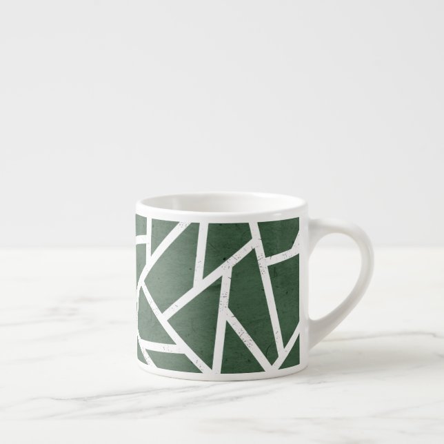 Xícara De Espresso Padrão de mosaico verde e branco (Direita)