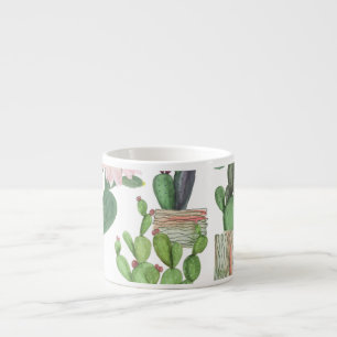 Xícara De Espresso Padrão de pintura sem costura do Cactus Watercolor