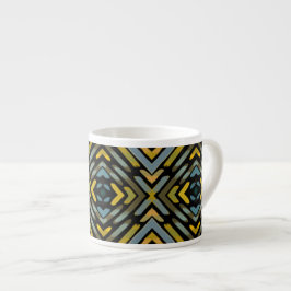 Xícara De Espresso Padrão de Piso de Pneu Azul Dourado Preto