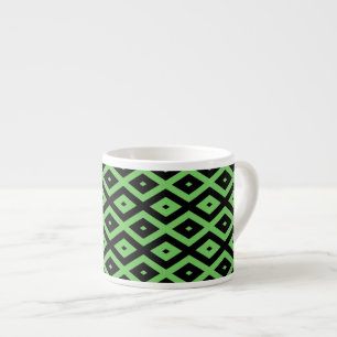 Xícara De Espresso Padrão de verde limão e diamante preto