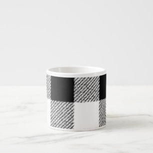 Xícara De Espresso Padrão de verificação de Gingham preto e branco