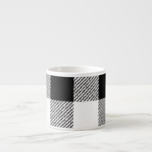 Xícara De Espresso Padrão de verificação de Gingham preto e branco (Frente)