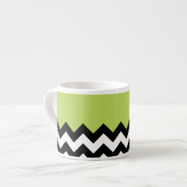 Xícara De Espresso Padrão de ziguezague preto e branco, Chevron, verd