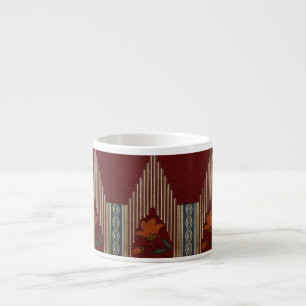 Xícara De Espresso Padrão Deco Com Flor E Espiro
