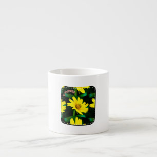Xícara De Espresso Padrão Floral Amarelo Brito
