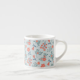 Xícara De Espresso Padrão Floral do Prado de Coral