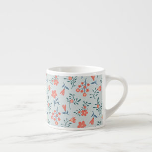 Xícara De Espresso Padrão Floral do Prado de Coral