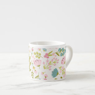 Xícara De Espresso Padrão Floral Pastel