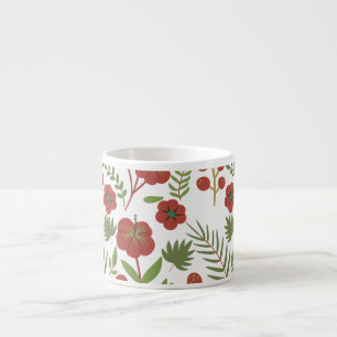 Xícara De Espresso Padrão floral vermelho sem costura sobre fundo bra
