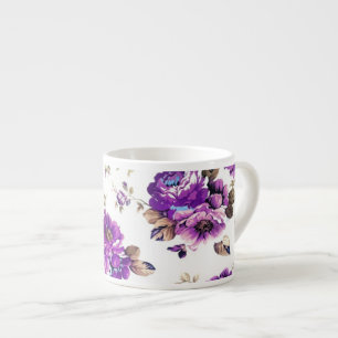 Xícara De Espresso Padrão Floral Violeta