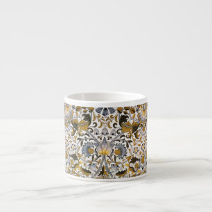 Xícara De Espresso Padrão Floral William Morris Lodden: Azul Dourado