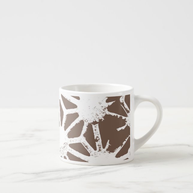 Xícara De Espresso Padrão geométrico castanho e branco (Direita)