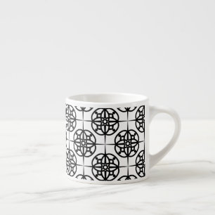 Xícara De Espresso Padrão Geométrico com Vibração Retro Elegante