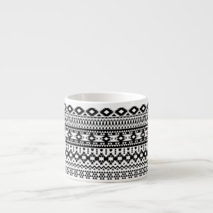 Xícara De Espresso Padrão geométrico do Aztec preto e branco