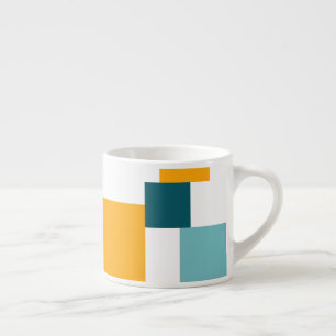 Xícara De Espresso Padrão geométrico quadrado colorida, moderno e l