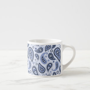 Xícara De Espresso Padrão Paisley Azul