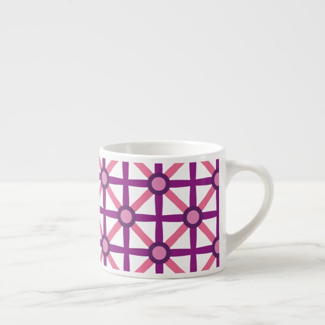 Xícara De Espresso Padrão Rosa e Roxo Funky (Direita)