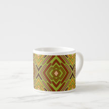 Padrão Tribal Étnico Vermelho Verde Dourado