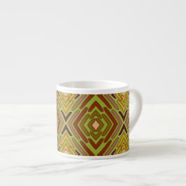Xícara De Espresso Padrão Tribal Étnico Vermelho Verde Dourado