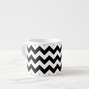Xícara De Espresso Padrão Zigzag preto e branco, padrão Chevron
