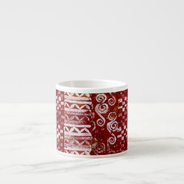 Xícara De Espresso Padrões cinzelados mão em canvas vermelhas