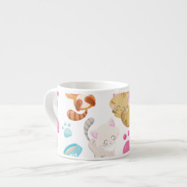 Xícara De Espresso Padrões De Gatos, Gatos Cutes, Gatinhos, Gatinhos,