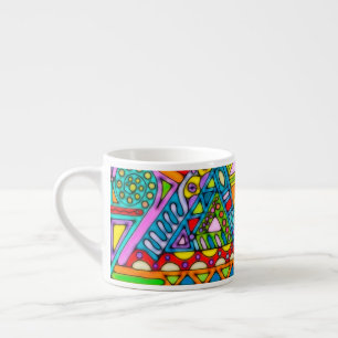 Xícara De Espresso Padrões De Mão E Digitalmente Pintados Art 53°