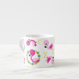 Xícara De Espresso Padrões Tropicais, Flamingos, Melancias, Flores