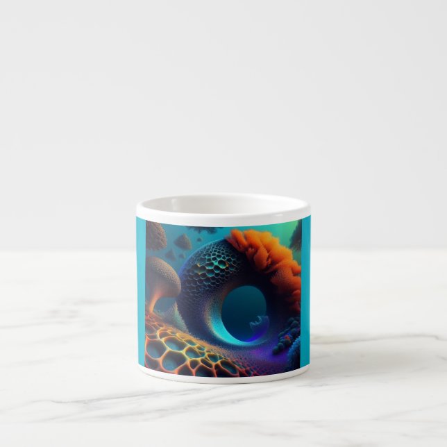 Xícara De Espresso Paisagem Fractal Subaquática (Frente)