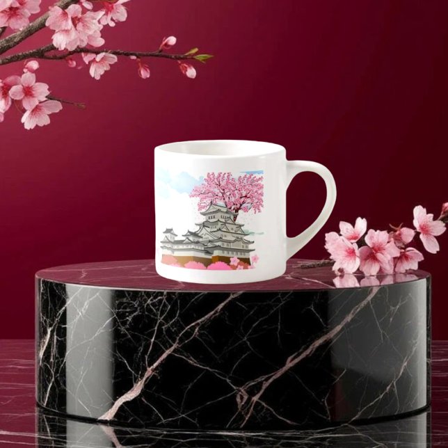 Xícara De Espresso Palácio Chinês com Árvores Sakura - Orienta Elegan (Criador carregado)