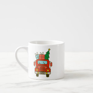 Xícara De Espresso Papais noeis de frente de caminhão Feliz Natal