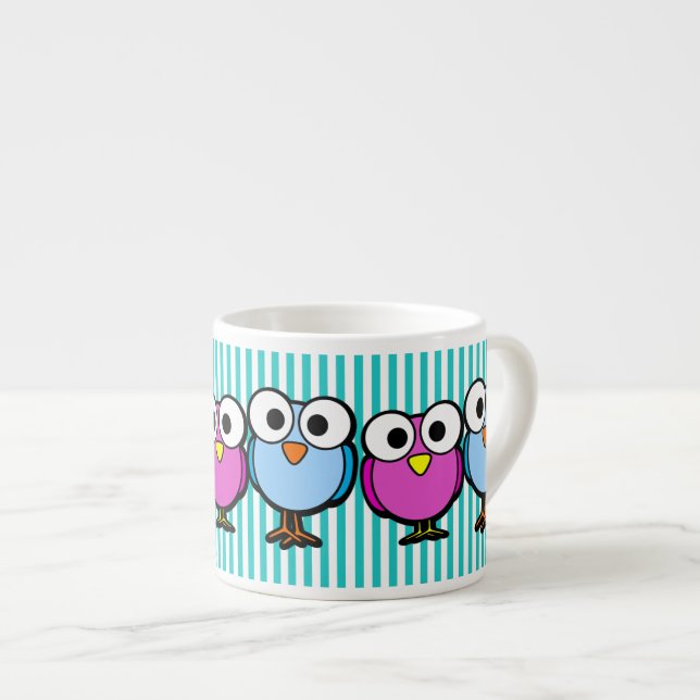 Xícara De Espresso Passarinhos de Olhos Grandes (Frente Esquerda)
