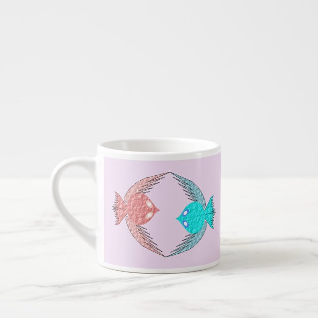 Xícara De Espresso Pássaros de Amor, Rosa e Azul (Esquerda)