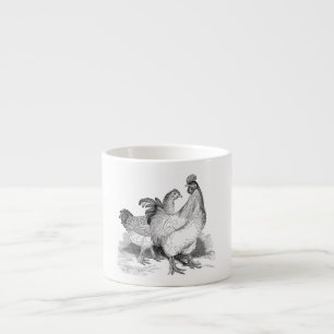 Xícara De Espresso Pássaros personalizados vintage de Cochin do galo