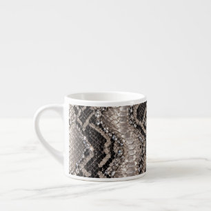 Xícara De Espresso Pele de Cobra Cristal Prata Luxo