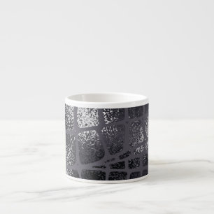 Xícara De Espresso Pele Preta Metálica de Cobra: Textura Elegante