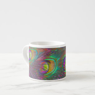 Xícara De Espresso Penas de Natal Tinsel Peacock