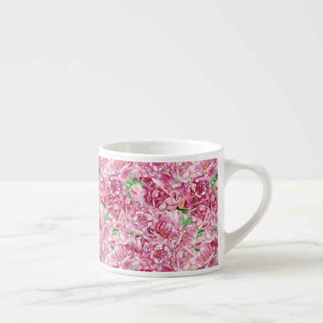 Xícara De Espresso Peônias de cor-de-água rosa (Direita)