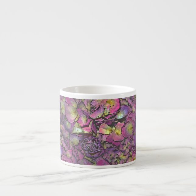 Xícara De Espresso Pérolas Rosa Rosa Rosa Rosa lavanda Aquarela (Frente)