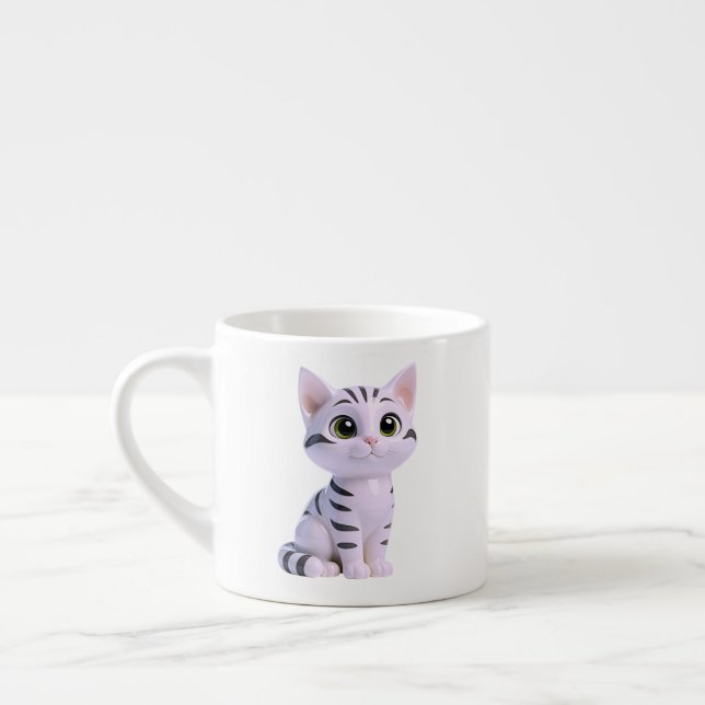 Xícara De Espresso Personagem Felino Fofo, (Esquerda)