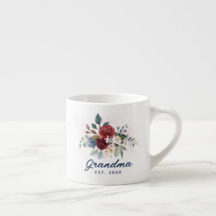 Xícara De Espresso Personalizado da vovó floral elegante