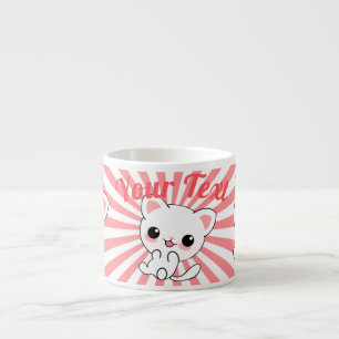 Xícara De Espresso Personalizado de Kawaii White Kitten