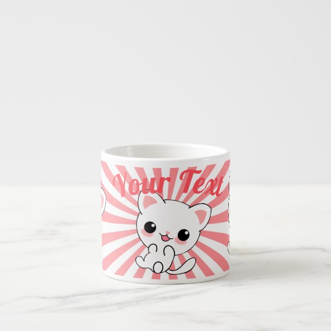 Xícara De Espresso Personalizado de Kawaii White Kitten (Frente)