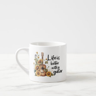 Xícara De Espresso Personalizar o nome do violão com girassol