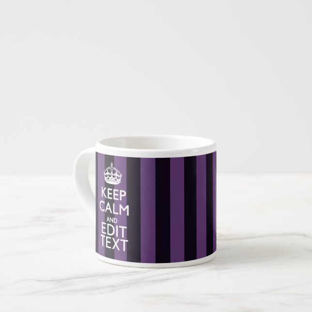 Xícara De Espresso Personalize-o Mantenha Calmo O Texto Roxo (Frente Esquerda)
